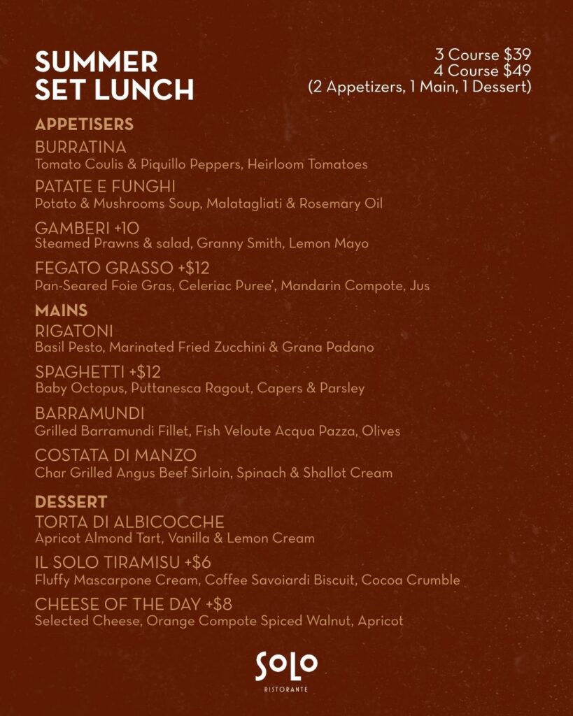 Set Lunch July 2026
